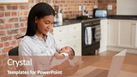  Presentation with working mother - Presentation having mother working on laptop holds background and a coral colored foreground