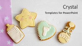  Presentation with new baby - PPT layouts featuring baby cookies decorated with glaze background and a white colored foreground