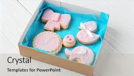  Presentation with baby labor - Slide deck with baby cookies decorated with glaze background and a  colored foreground