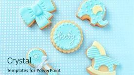  Presentation with baby color - Slide set featuring baby cookies decorated with glaze background and a sky blue colored foreground