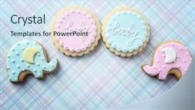  Presentation with baby color - Amazing presentation design having baby cookies decorated with glaze backdrop and a sky blue colored foreground