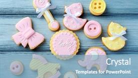  Presentation with baby shower - Colorful slide set enhanced with baby cookies decorated with glaze backdrop and a light blue colored foreground
