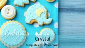  Presentation with baby shower - Cool new PPT layouts with baby cookies decorated with glaze backdrop and a light blue colored foreground