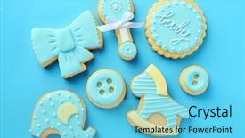  Presentation with baby color - Slide set with baby cookies decorated with glaze background and a light blue colored foreground