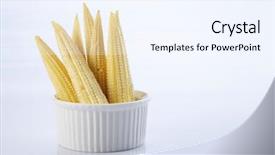  Presentation with corn - Audience pleasing slide set consisting of baby corn on a white backdrop and a sky blue colored foreground