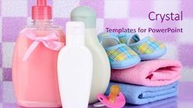  Presentation with cosmetics - PPT theme consisting of baby cosmetics and towels background and a  colored foreground