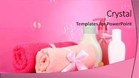  Presentation with cosmetics - PPT layouts having baby cosmetics and towels on pink background background and a lemonade colored foreground