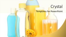  Presentation with cosmetics - Amazing PPT layouts having baby cosmetics isolated on white backdrop and a blonde colored foreground