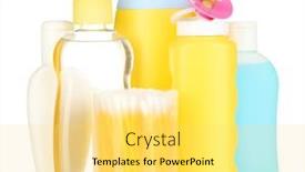  Presentation with cosmetics - Beautiful presentation theme featuring baby-cosmetics-isolated-on-white backdrop and a yellow colored foreground