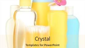  Presentation with cosmetics - Beautiful PPT theme featuring baby cosmetics isolated on white backdrop and a yellow colored foreground