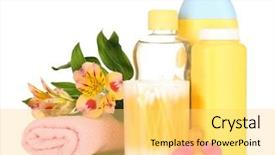  Presentation with cosmetics beauty cosmetic white - Slides with baby cosmetics isolated on white background and a  colored foreground