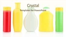  Presentation with shampoo - Theme enhanced with baby cosmetics isolated on white background and a  colored foreground