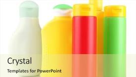  Presentation with cosmetics - Audience pleasing theme consisting of baby cosmetics isolated on white backdrop and a  colored foreground