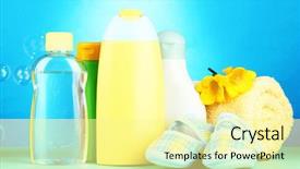  Presentation with cosmetics - Amazing presentation theme having baby cosmetics towel and boots backdrop and a  colored foreground