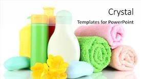  Presentation with soap - Presentation theme having baby cosmetics towels and soap background and a white colored foreground