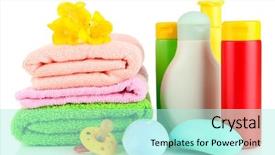  Presentation with cosmetics - Presentation design having tin on the beach pollution background and a sky blue colored foreground