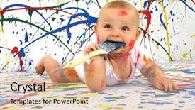  Presentation with paint brush - Beautiful PPT theme featuring 3d picture to illustrate a house selling backdrop and a lemonade colored foreground