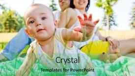  Presentation with parents - Presentation theme enhanced with baby crawling and his parents background and a seafoam green colored foreground