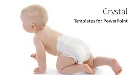  Presentation with baby - Presentation design with baby-crawling-on-white-background background and a white colored foreground