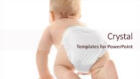  Presentation with baby diapers - Slide set enhanced with baby crawling on white background background and a sky blue colored foreground