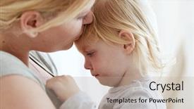  Presentation with baby crying - Amazing slides having baby crying - portrait of a mother backdrop and a mint green colored foreground