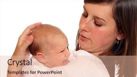 Presentation with baby crying - Presentation consisting of baby crying - young mother with newborn daughter background and a coral colored foreground
