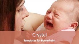  Presentation with baby crying - Slides featuring baby crying - young mother with newborn daughter background and a coral colored foreground