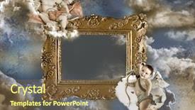  Presentation with angel baby - Slide set featuring baby cupid with angel wings background and a tawny brown colored foreground