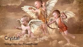  Presentation with angel baby - Cool new presentation theme with baby cupid with angel wings backdrop and a coral colored foreground