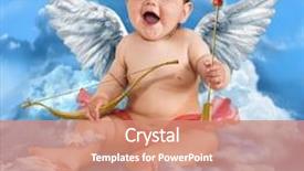  Presentation with angel baby - Slide deck enhanced with baby cupid with angel wings background and a coral colored foreground