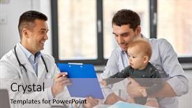  Presentation with baby medical - Presentation theme with baby daughter at medical background and a light gray colored foreground