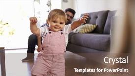  Presentation with new parents at home baby - Slide deck consisting of baby daughter take first steps background and a tawny brown colored foreground