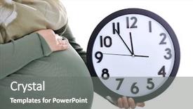  Presentation with pregnant woman in hospital - Slides featuring baby delivery - tummy of pregnant muslim woman background and a gray colored foreground