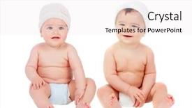  Presentation with babies - Audience pleasing PPT layouts consisting of baby diapers - couple of twins babies girl backdrop and a sky blue colored foreground