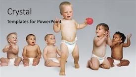  Presentation with take - Slide set consisting of baby diapers - full length of babies looking background and a light gray colored foreground