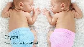  Presentation with baby girl - Presentation design enhanced with baby diapers - newborn twin babies boy background and a light blue colored foreground