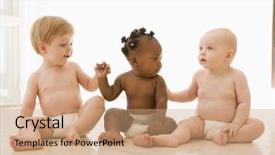  Presentation with baby diapers - Theme consisting of baby diapers - three babies sitting indoors holding background and a coral colored foreground