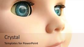  Presentation with doll - PPT theme consisting of baby dolls - doll face 3 background and a coral colored foreground