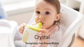  Presentation with airplane baby concept - Audience pleasing PPT theme consisting of baby drinking from spout cup backdrop and a lemonade colored foreground