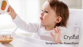  Presentation with airplane baby concept - Presentation theme having baby drinking from spout cup background and a soft green colored foreground