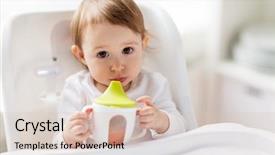  Presentation with airplane baby concept - Cool new PPT theme with baby drinking from spout cup backdrop and a lemonade colored foreground