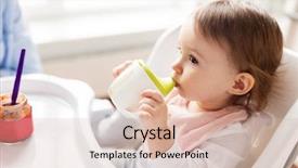  Presentation with baby sitting - Slide deck enhanced with baby drinking from spout cup background and a soft green colored foreground