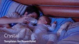  Presentation with milk baby - Presentation design enhanced with baby-drinking-or-eating-milk background and a violet colored foreground