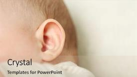  Presentation with ear - Colorful PPT theme enhanced with baby ear closeup backdrop and a soft green colored foreground