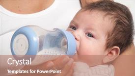  Presentation with baby bottle - Slide deck enhanced with baby eat from a bottle background and a coral colored foreground