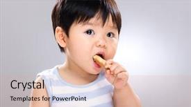  Presentation with biscuit - Amazing presentation theme having baby eating biscuit backdrop and a coral colored foreground