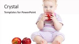  Presentation with baby food - Colorful PPT theme enhanced with baby eating healthy food isolated backdrop and a  colored foreground