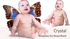  Presentation with elf - Colorful slides enhanced with baby elf isolated on white backdrop and a lemonade colored foreground