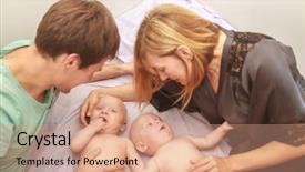  Presentation with infant - Presentation design with baby family with twin background and a coral colored foreground