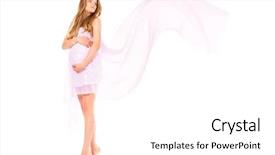  Presentation with pregnant woman - PPT theme featuring mom and dad with cute twin toddlers background and a gray colored foreground